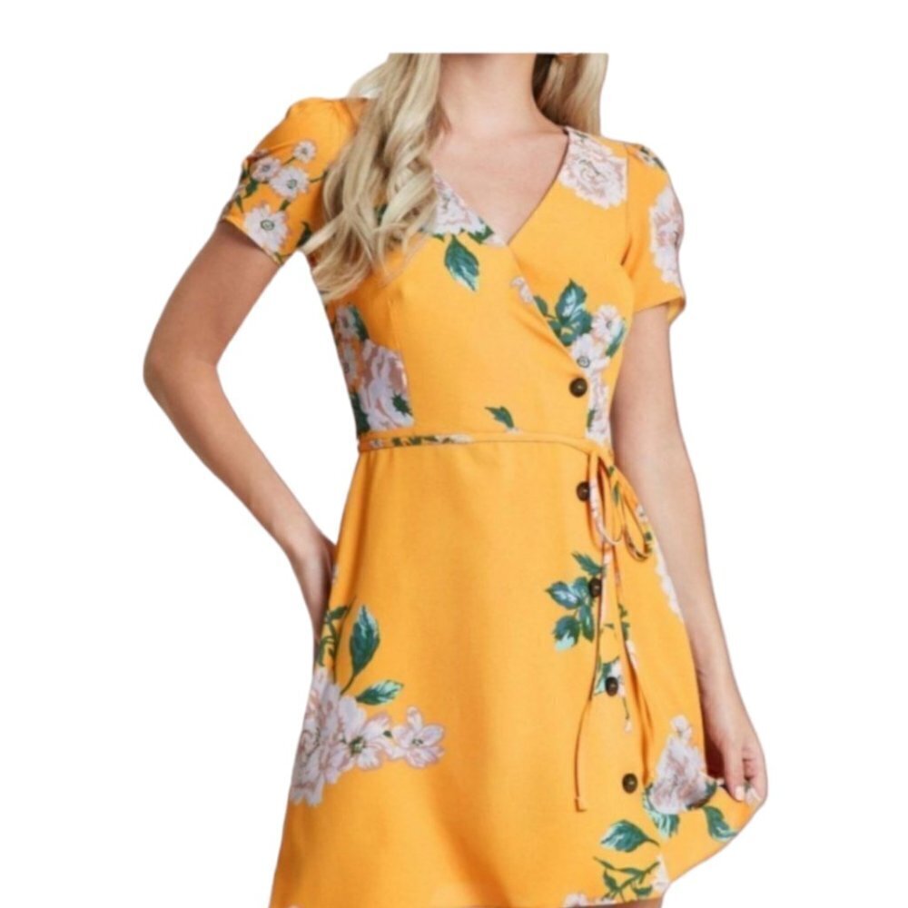 ASOS River Island Petite Marigold Floral Tea Dress Belted Size 4P New With Tags